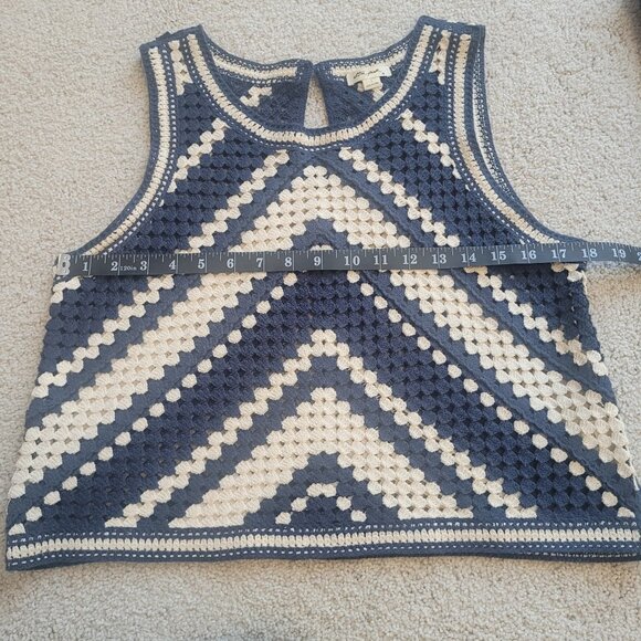 Anthropologie Ultra Pink Chevron Crochet Tank Top & Fringe Skirt 2 Piece Set L - Picture 6 of 11